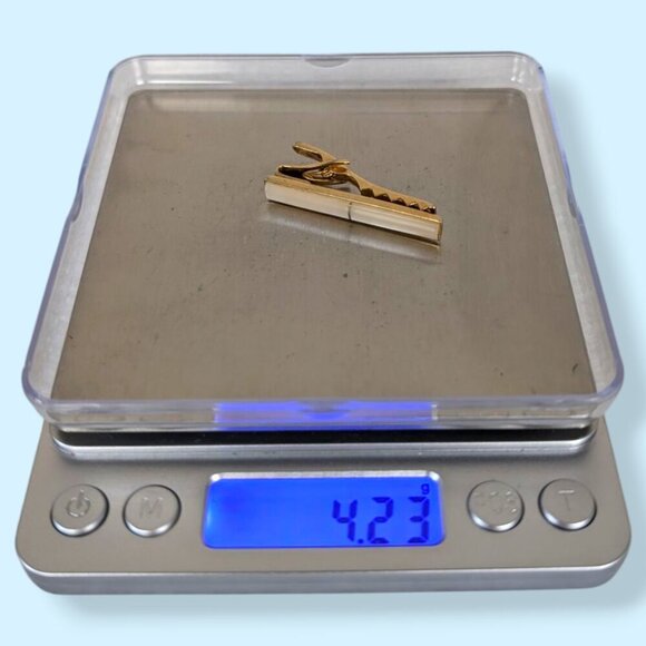 (2/$20) Vintage Mother of Pearl Small Tie Clip - Picture 6 of 6